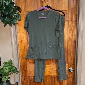 Jaanuu Olive Green Scrub Set